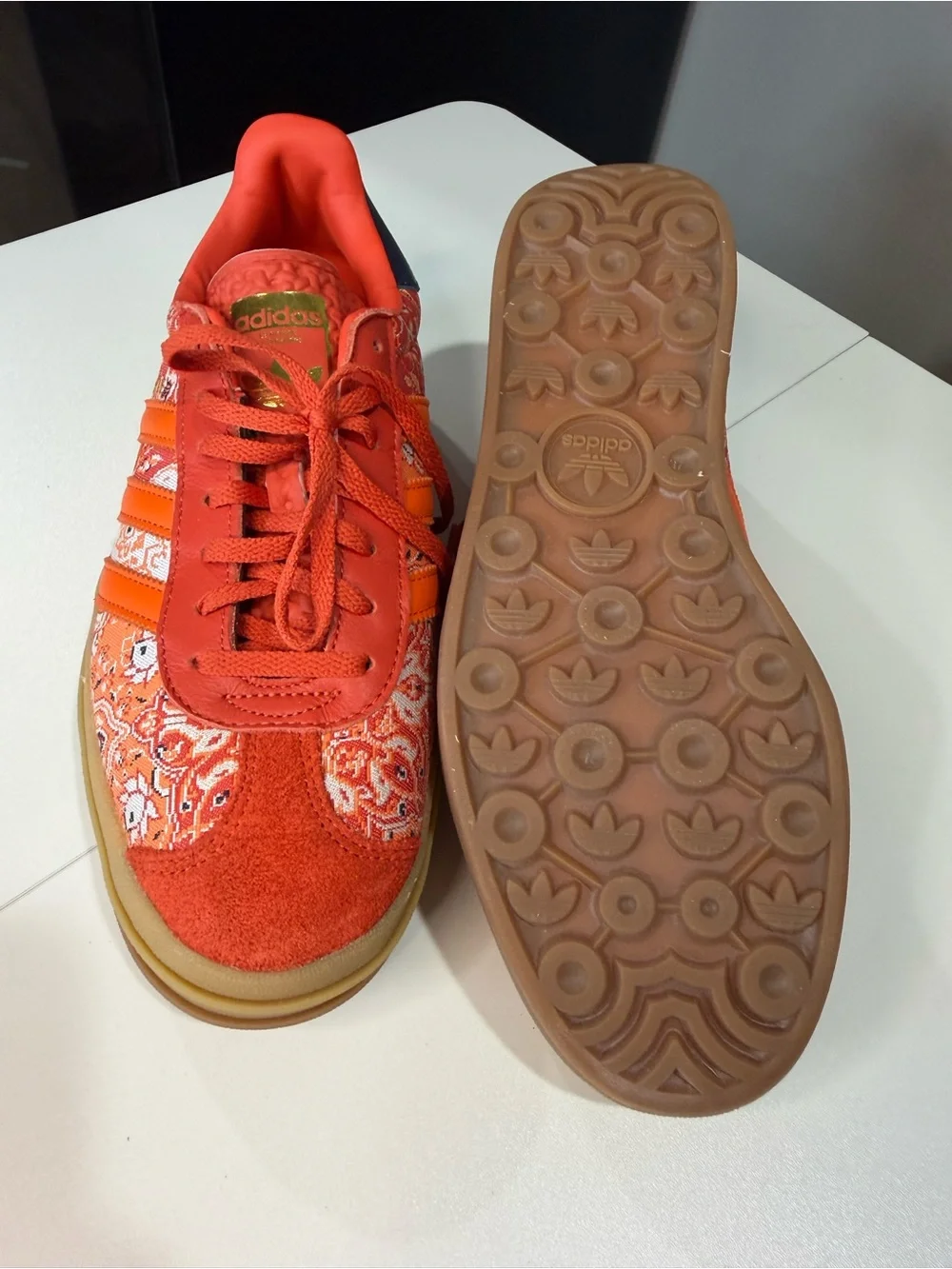 adidas Orange Paisley Low-Top Platform Sneakers - Picture 3 of 5